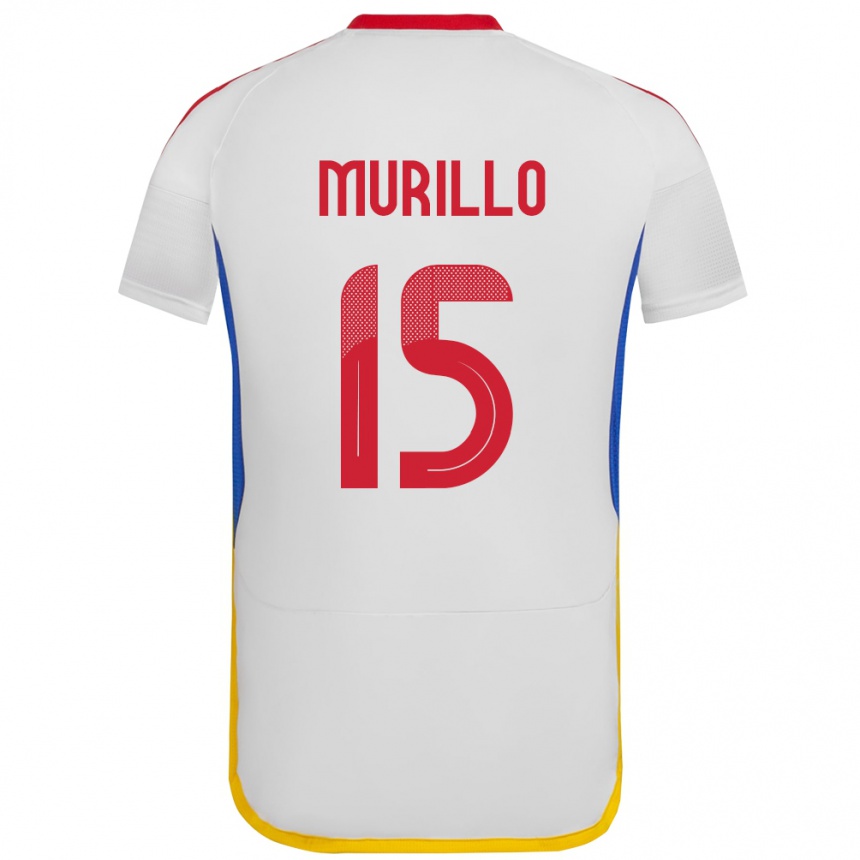 Hombre Fútbol Camiseta Venezuela Jhon Murillo #15 Blanco 2ª Equipación 24-26 Argentina