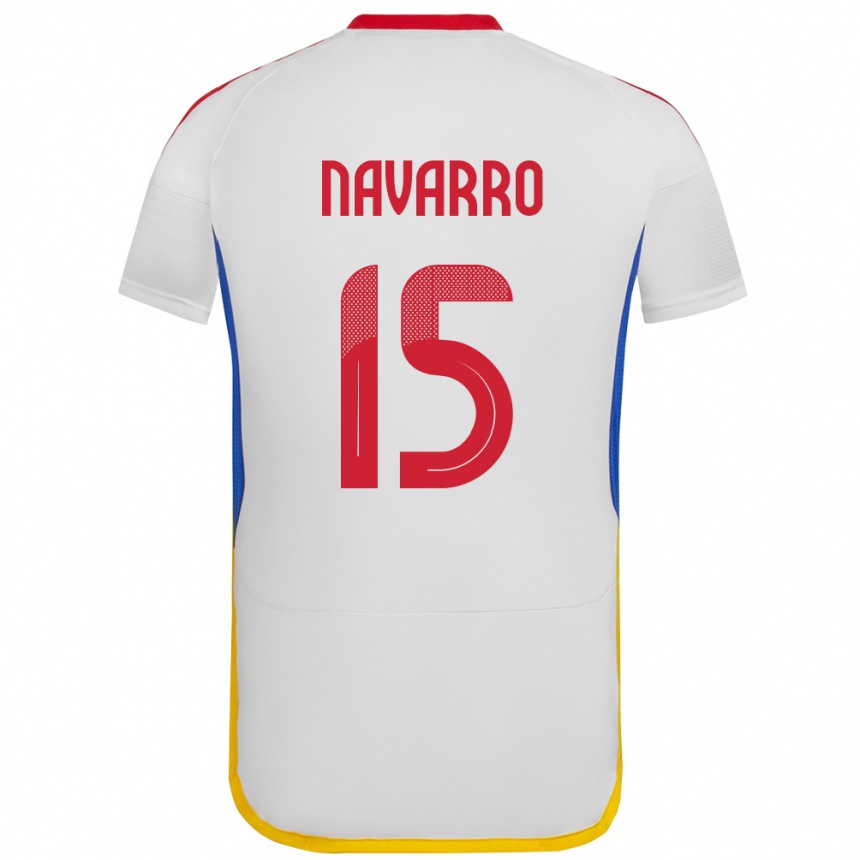 Hombre Fútbol Camiseta Venezuela Miguel Navarro #15 Blanco 2ª Equipación 24-26 Argentina