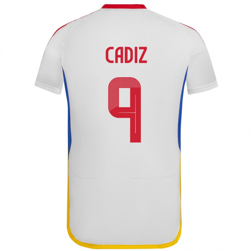 Hombre Fútbol Camiseta Venezuela Jhonder Cádiz #9 Blanco 2ª Equipación 24-26 Argentina