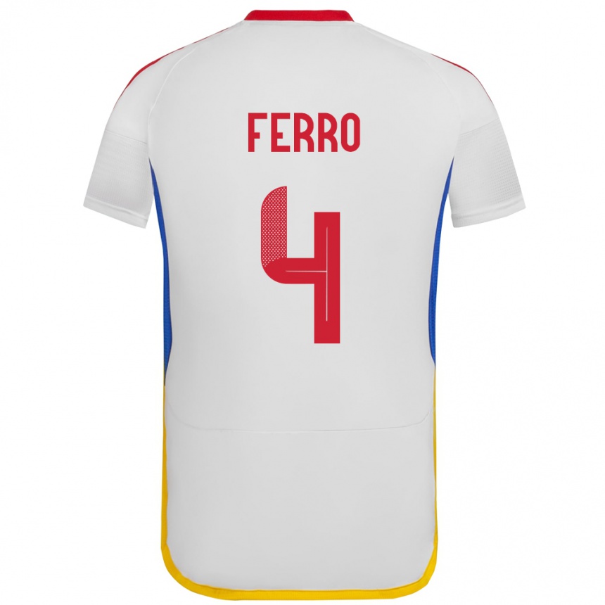 Hombre Fútbol Camiseta Venezuela Andrés Ferro #4 Blanco 2ª Equipación 24-26 Argentina