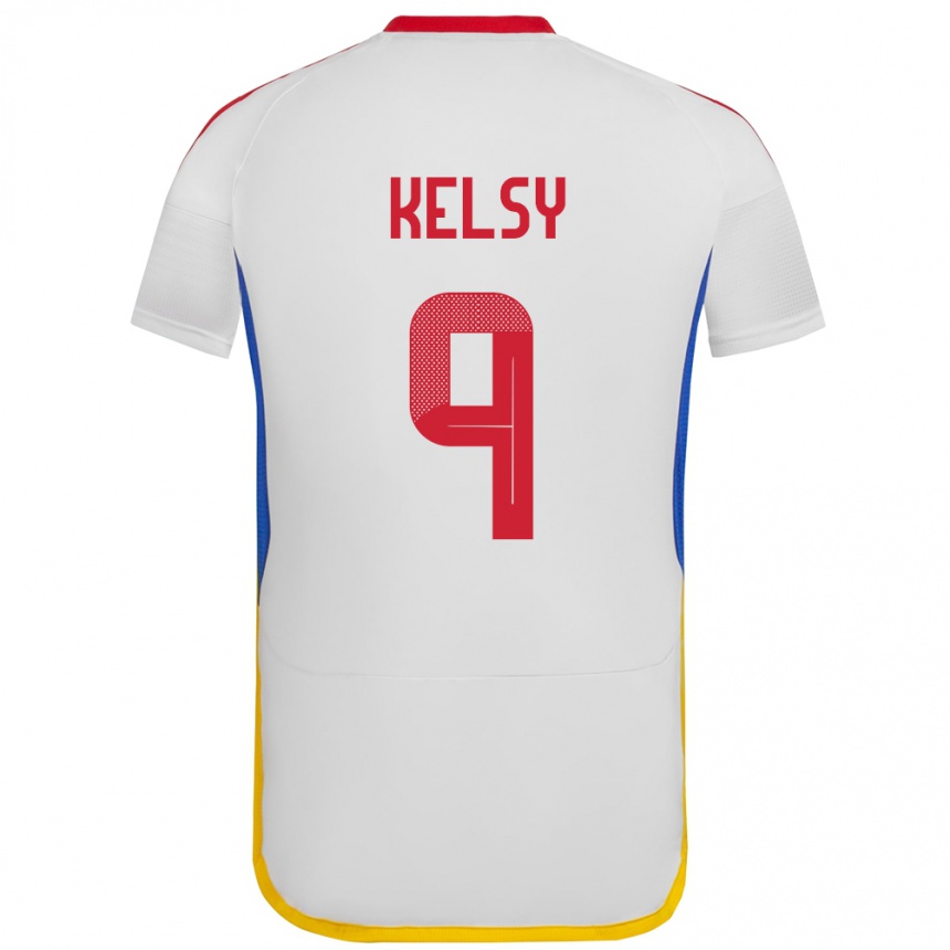 Hombre Fútbol Camiseta Venezuela Kevin Kelsy #9 Blanco 2ª Equipación 24-26 Argentina