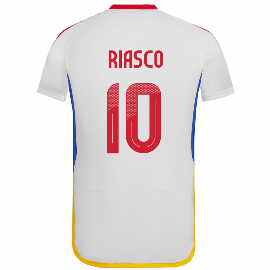 Hombre Fútbol Camiseta Venezuela José Riasco #10 Blanco 2ª Equipación 24-26 Argentina