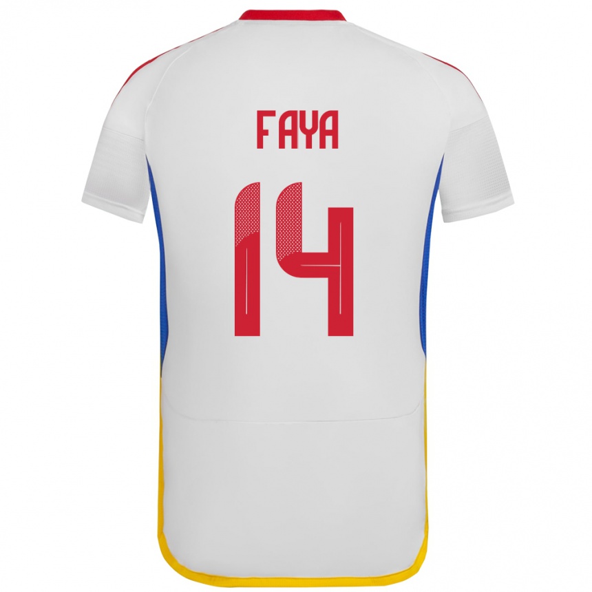 Hombre Fútbol Camiseta Venezuela Carlos Faya #14 Blanco 2ª Equipación 24-26 Argentina