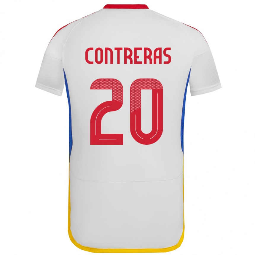 Hombre Fútbol Camiseta Venezuela Anderson Contreras #20 Blanco 2ª Equipación 24-26 Argentina