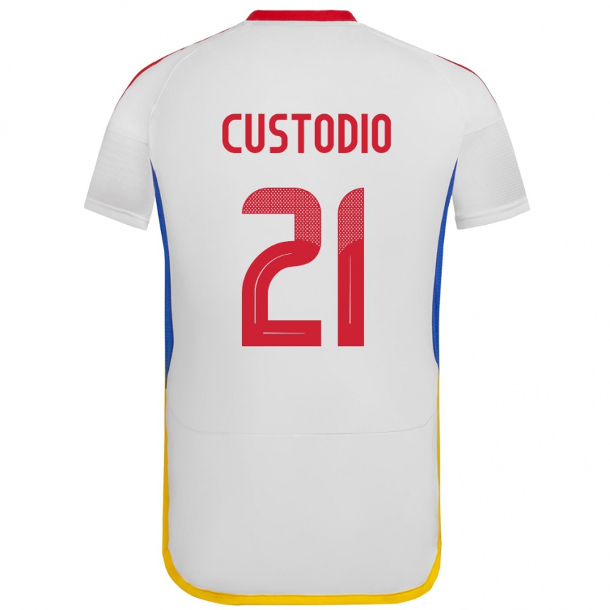 Hombre Fútbol Camiseta Venezuela Alex Custodio #21 Blanco 2ª Equipación 24-26 Argentina