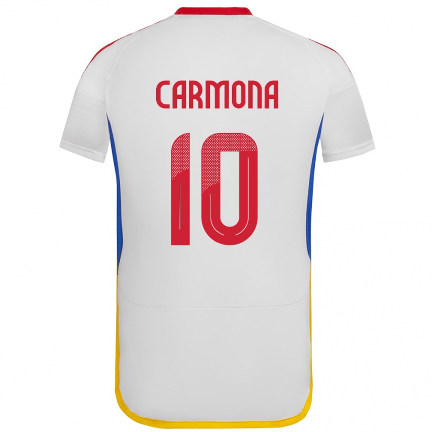 Hombre Fútbol Camiseta Venezuela Wikelman Carmona #10 Blanco 2ª Equipación 24-26 Argentina