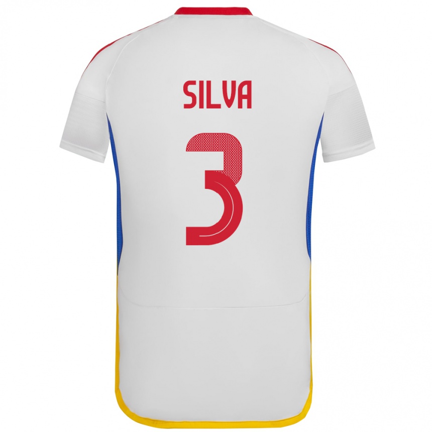 Hombre Fútbol Camiseta Venezuela Santiago Silva #3 Blanco 2ª Equipación 24-26 Argentina