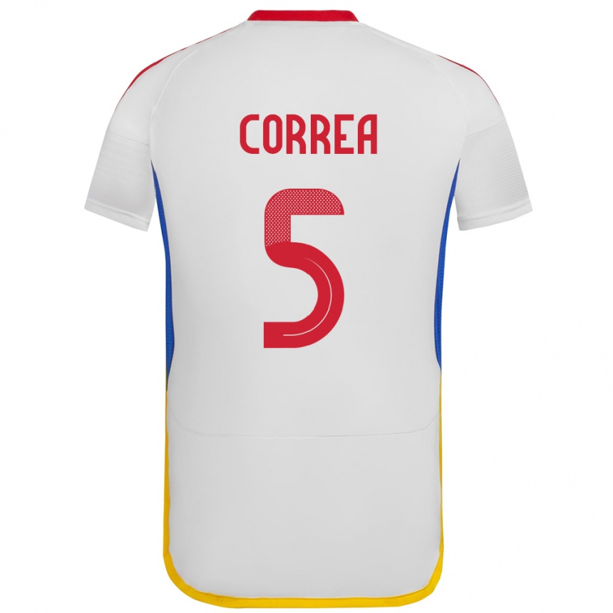 Hombre Fútbol Camiseta Venezuela José Correa #5 Blanco 2ª Equipación 24-26 Argentina