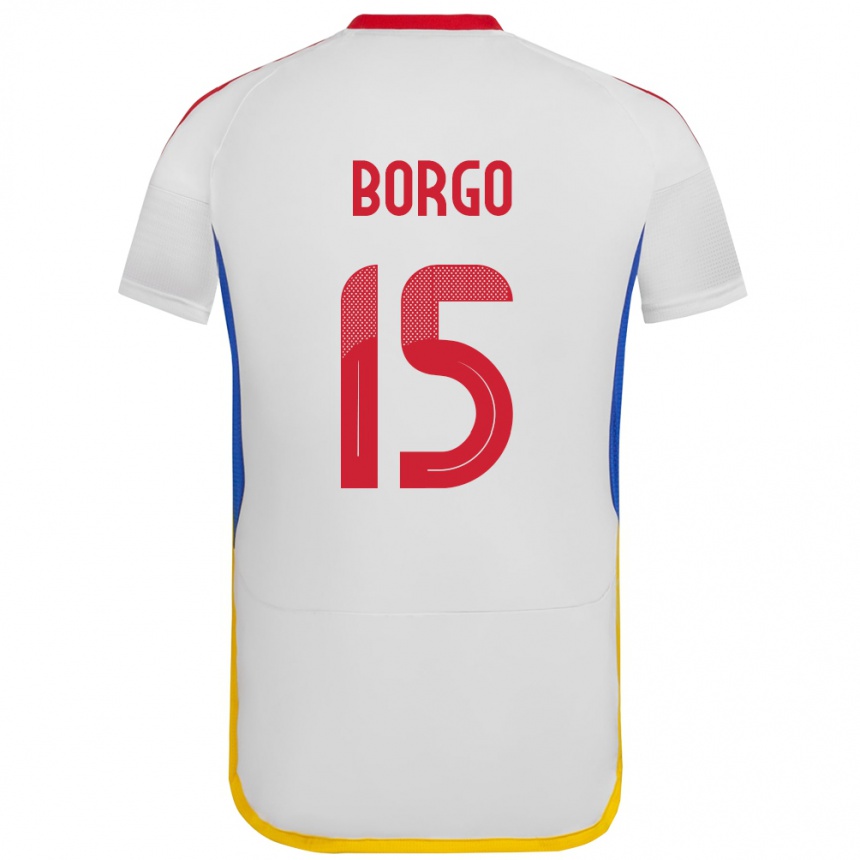 Hombre Fútbol Camiseta Venezuela Ángel Borgo #15 Blanco 2ª Equipación 24-26 Argentina