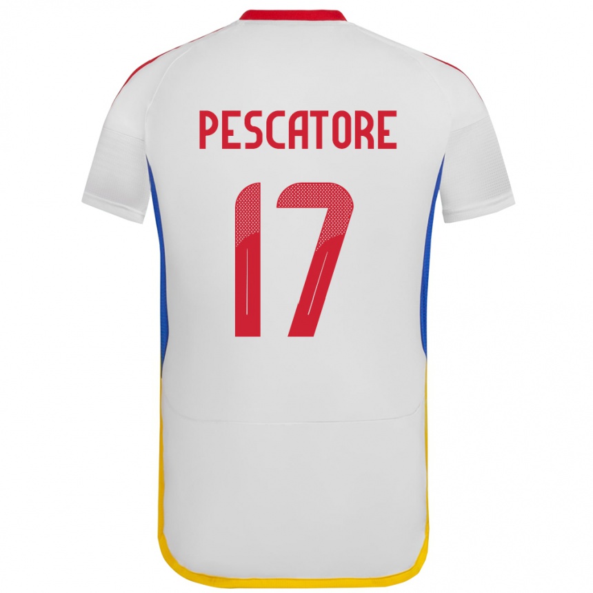 Hombre Fútbol Camiseta Venezuela Camila Pescatore #17 Blanco 2ª Equipación 24-26 Argentina