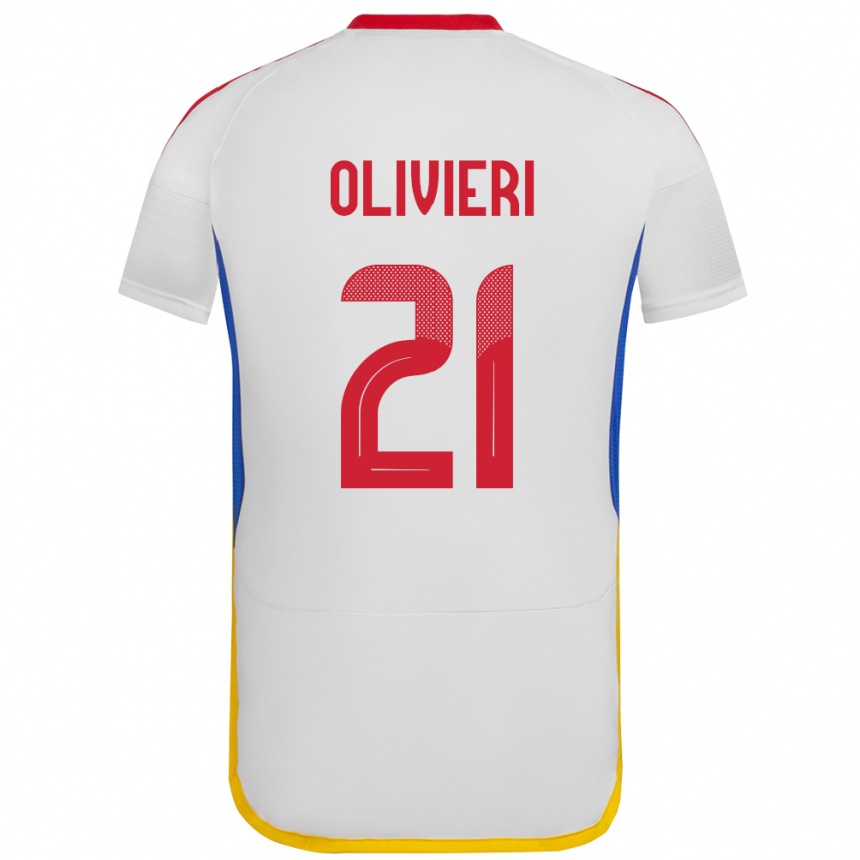 Hombre Fútbol Camiseta Venezuela Bárbara Olivieri #21 Blanco 2ª Equipación 24-26 Argentina