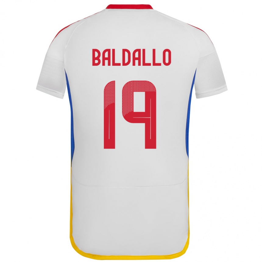 Hombre Fútbol Camiseta Venezuela Micheel Baldallo #19 Blanco 2ª Equipación 24-26 Argentina