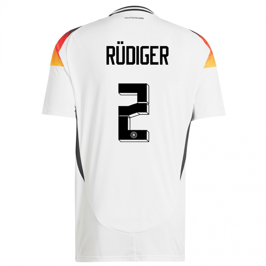 Mujer Fútbol Camiseta Alemania Antonio Rudiger #2 Blanco 1ª Equipación 24-26 Argentina