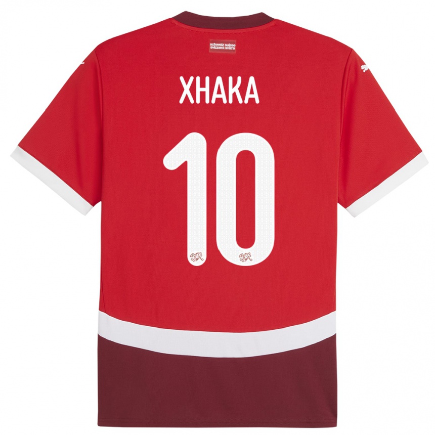 Mujer Fútbol Camiseta Suiza Granit Xhaka #10 Rojo 1ª Equipación 24-26 Argentina