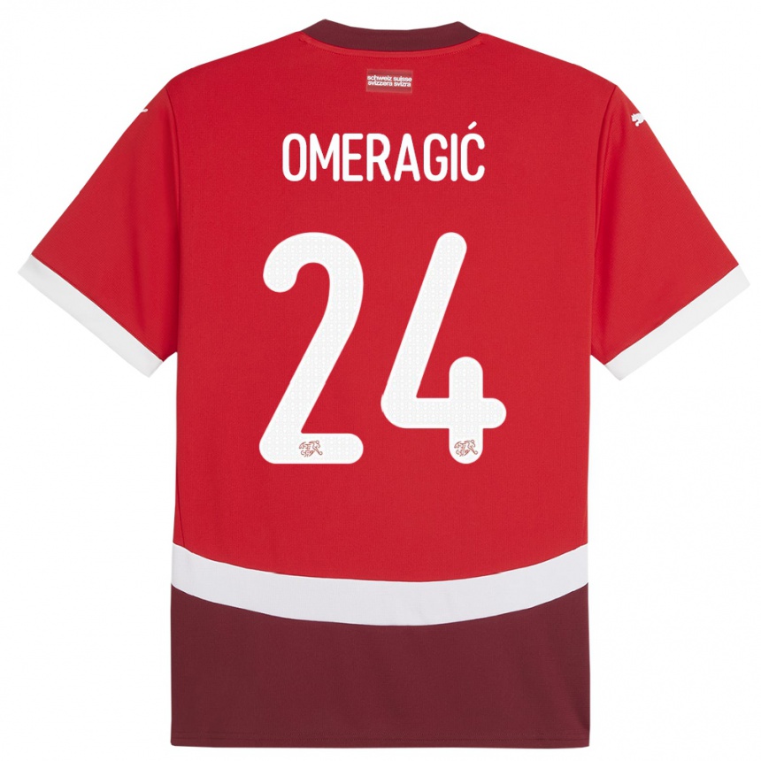 Mujer Fútbol Camiseta Suiza Becir Omeragic #24 Rojo 1ª Equipación 24-26 Argentina