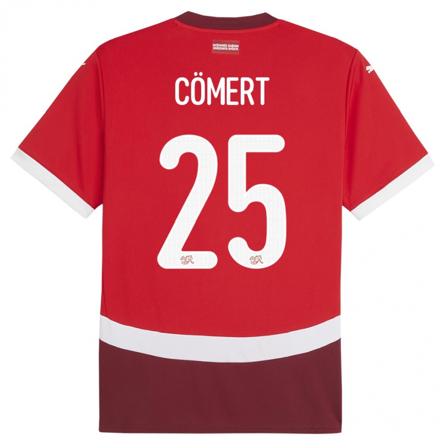 Mujer Fútbol Camiseta Suiza Eray Comert #25 Rojo 1ª Equipación 24-26 Argentina