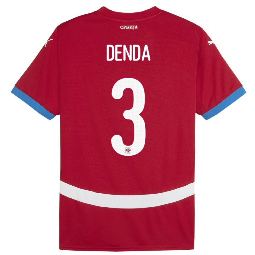 Mujer Fútbol Camiseta Serbia Milica Denda #3 Rojo 1ª Equipación 24-26 Argentina