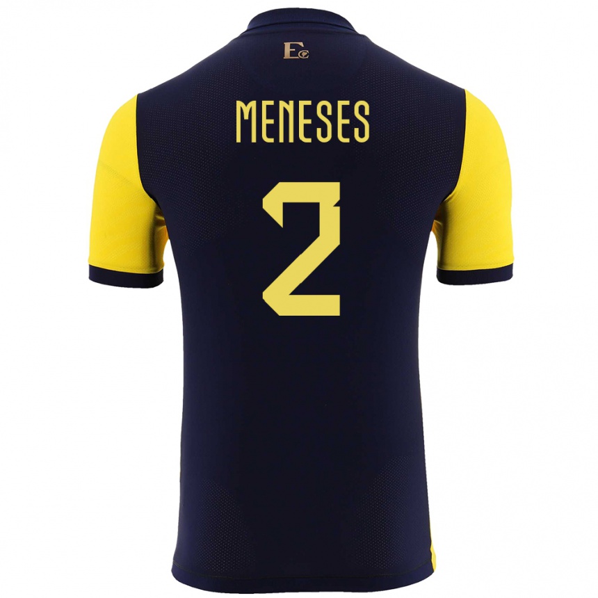 Mujer Fútbol Camiseta Ecuador Randy Meneses #2 Amarillo 1ª Equipación 24-26 Argentina