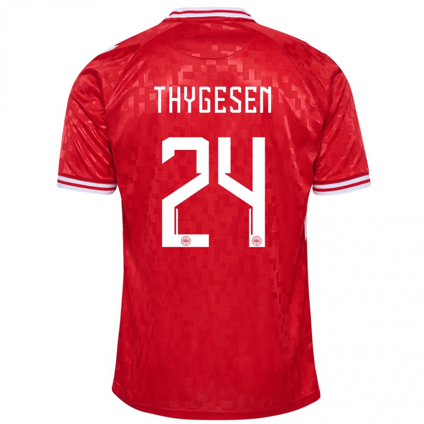 Mujer Fútbol Camiseta Dinamarca Sarah Thygesen #24 Rojo 1ª Equipación 24-26 Argentina