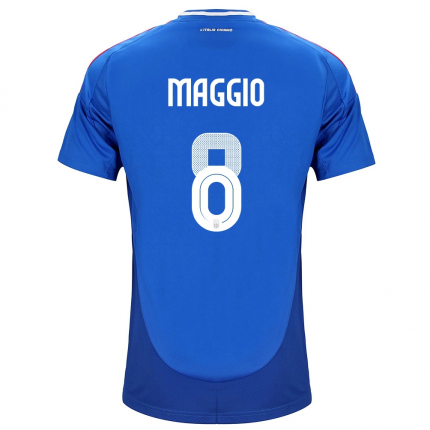 Mujer Fútbol Camiseta Italia Luca Di Maggio #8 Azul 1ª Equipación 24-26 Argentina