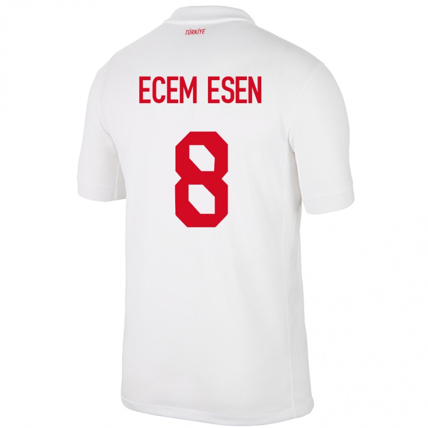 Mujer Fútbol Camiseta Turquía Emine Ecem Esen #8 Blanco 1ª Equipación 24-26 Argentina