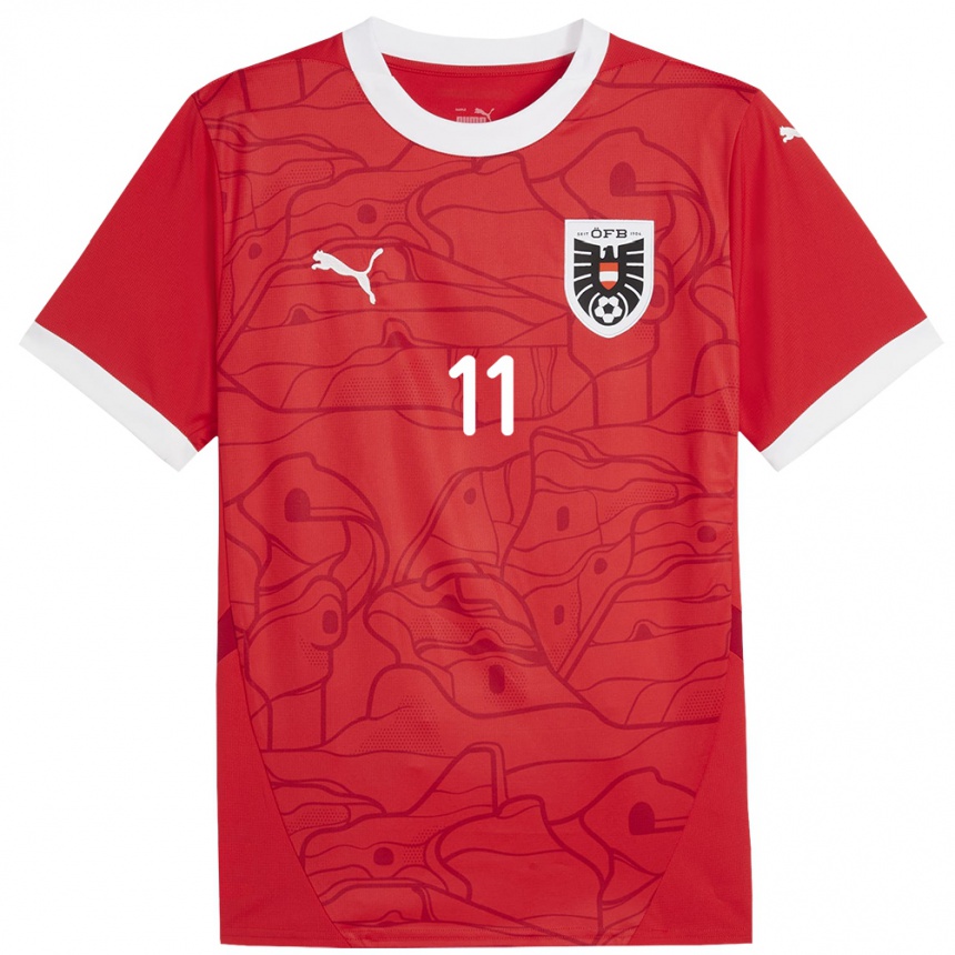 Mujer Fútbol Camiseta Austria Marina Georgieva #11 Rojo 1ª Equipación 24-26 Argentina