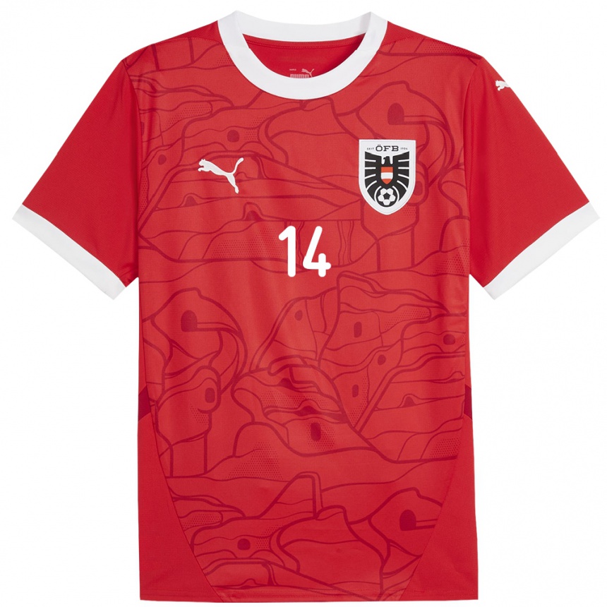 Mujer Fútbol Camiseta Austria Leopold Querfeld #14 Rojo 1ª Equipación 24-26 Argentina