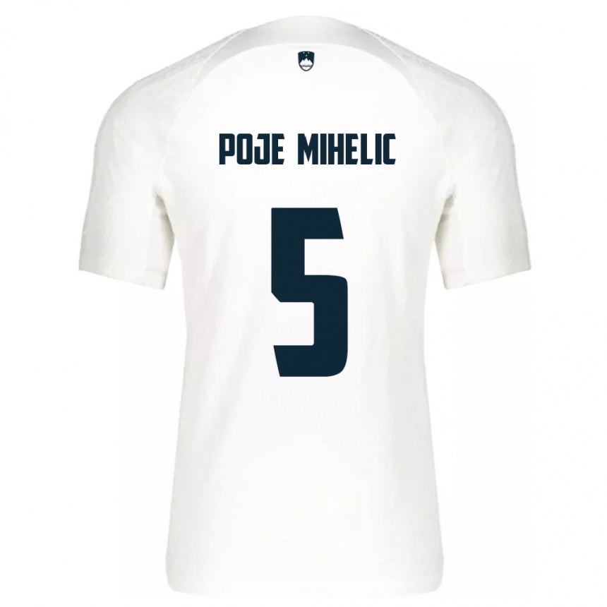 Mujer Fútbol Camiseta Eslovenia Naja Poje Mihelič #5 Blanco 1ª Equipación 24-26 Argentina