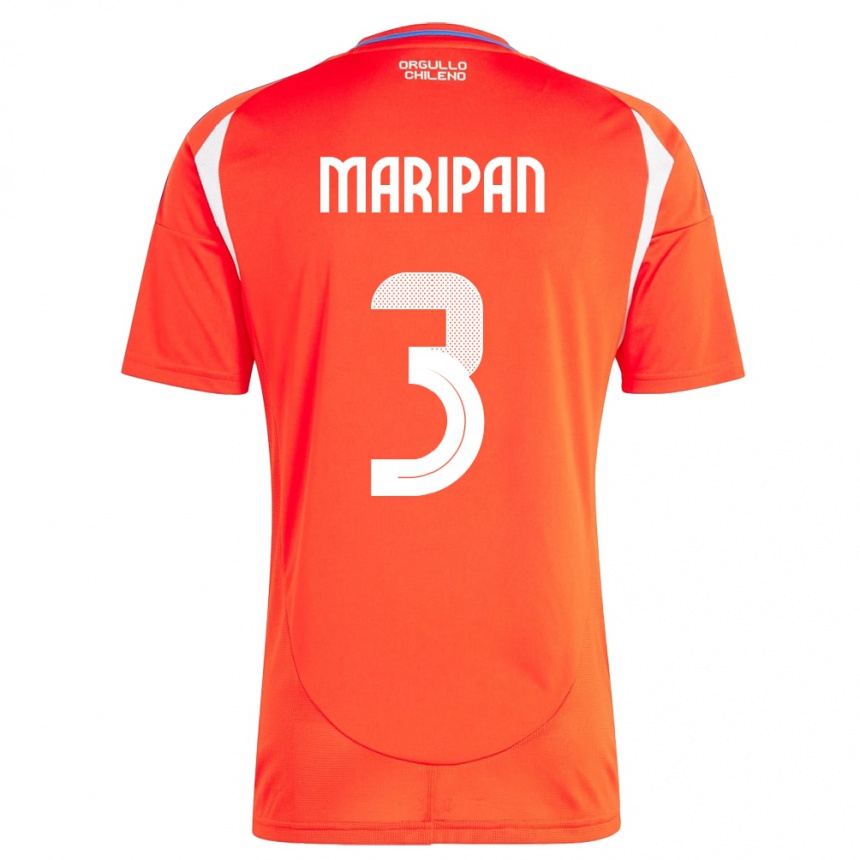 Mujer Fútbol Camiseta Chile Guillermo Maripán #3 Rojo 1ª Equipación 24-26 Argentina