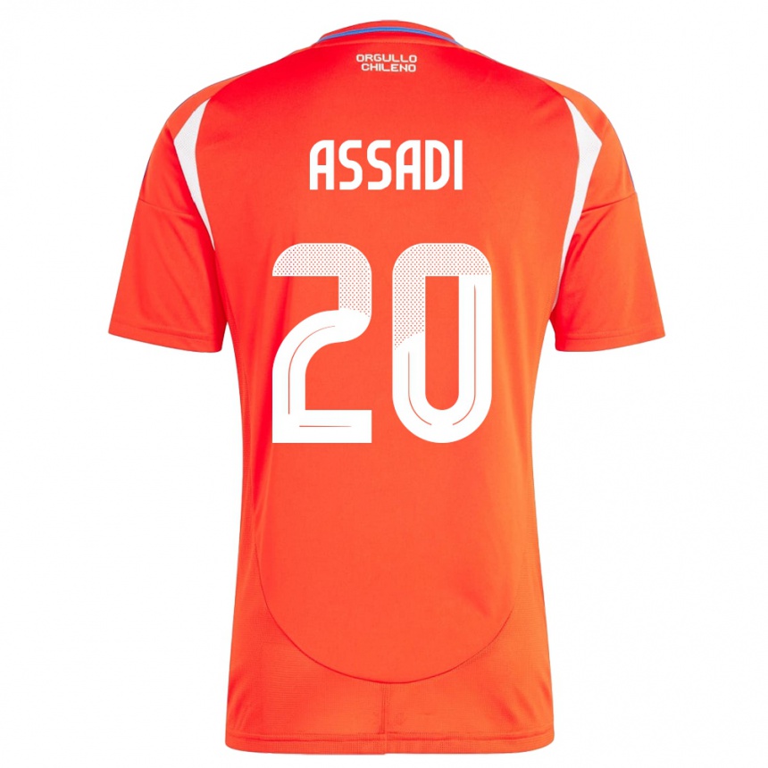 Mujer Fútbol Camiseta Chile Lucas Assadi #20 Rojo 1ª Equipación 24-26 Argentina