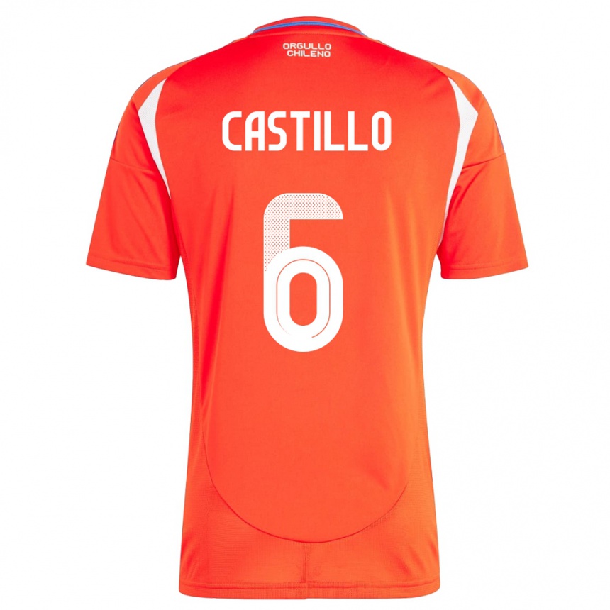 Mujer Fútbol Camiseta Chile Cristóbal Castillo #6 Rojo 1ª Equipación 24-26 Argentina