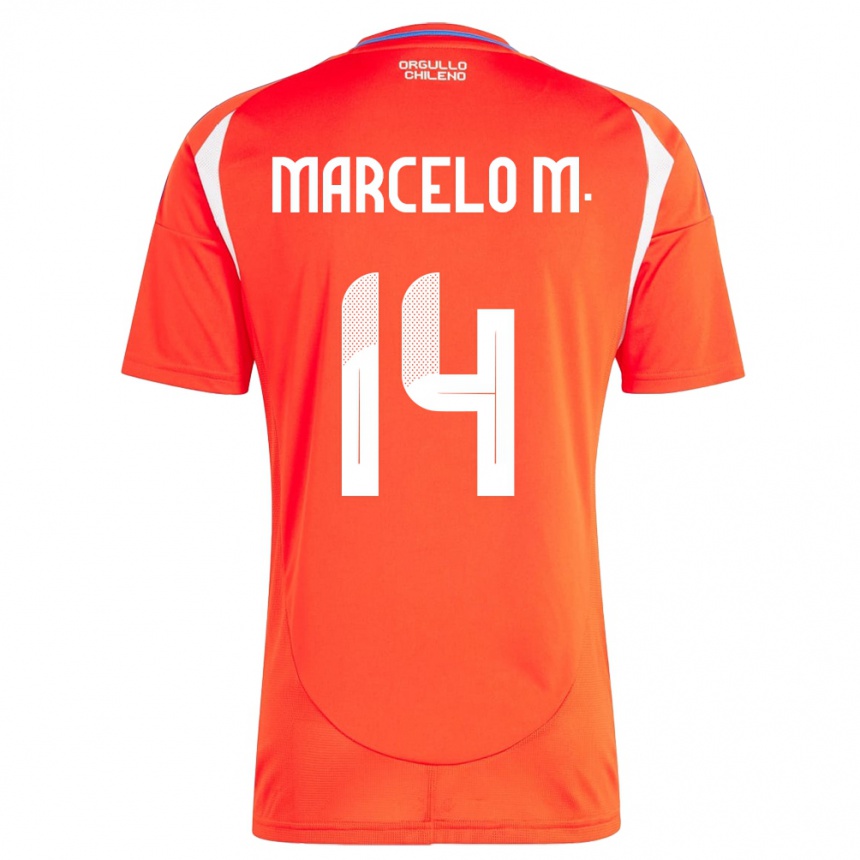 Mujer Fútbol Camiseta Chile Marcelo Morales #14 Rojo 1ª Equipación 24-26 Argentina