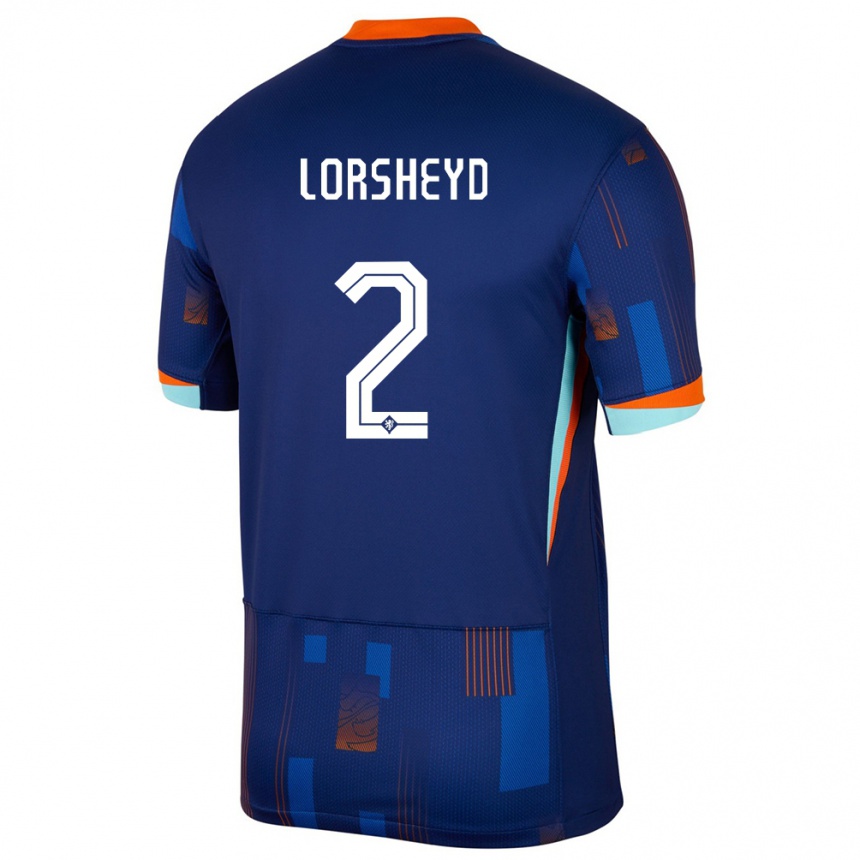 Mujer Fútbol Camiseta Países Bajos Barbara Lorsheyd #2 Azul 2ª Equipación 24-26 Argentina