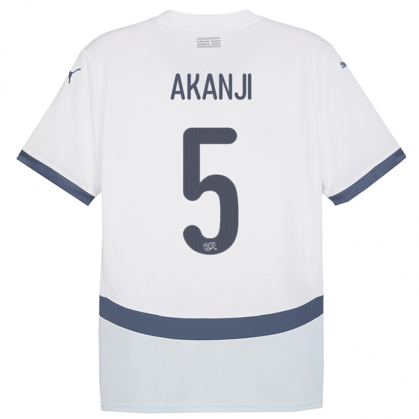 Mujer Fútbol Camiseta Suiza Manuel Akanji #5 Blanco 2ª Equipación 24-26 Argentina