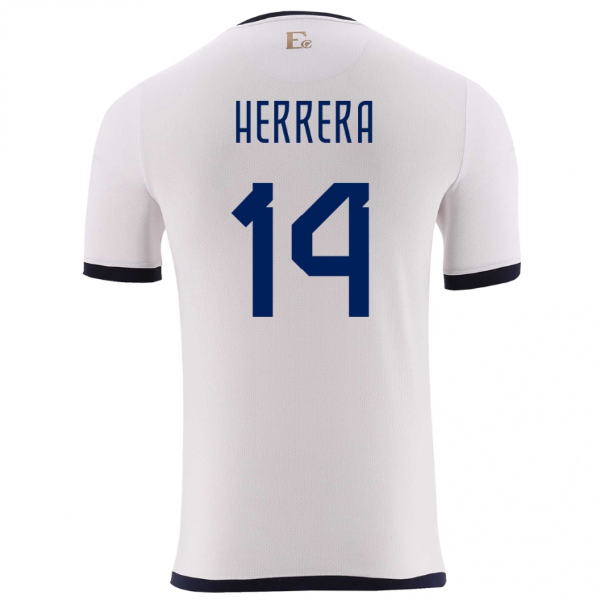 Mujer Fútbol Camiseta Ecuador Orlando Herrera #14 Blanco 2ª Equipación 24-26 Argentina