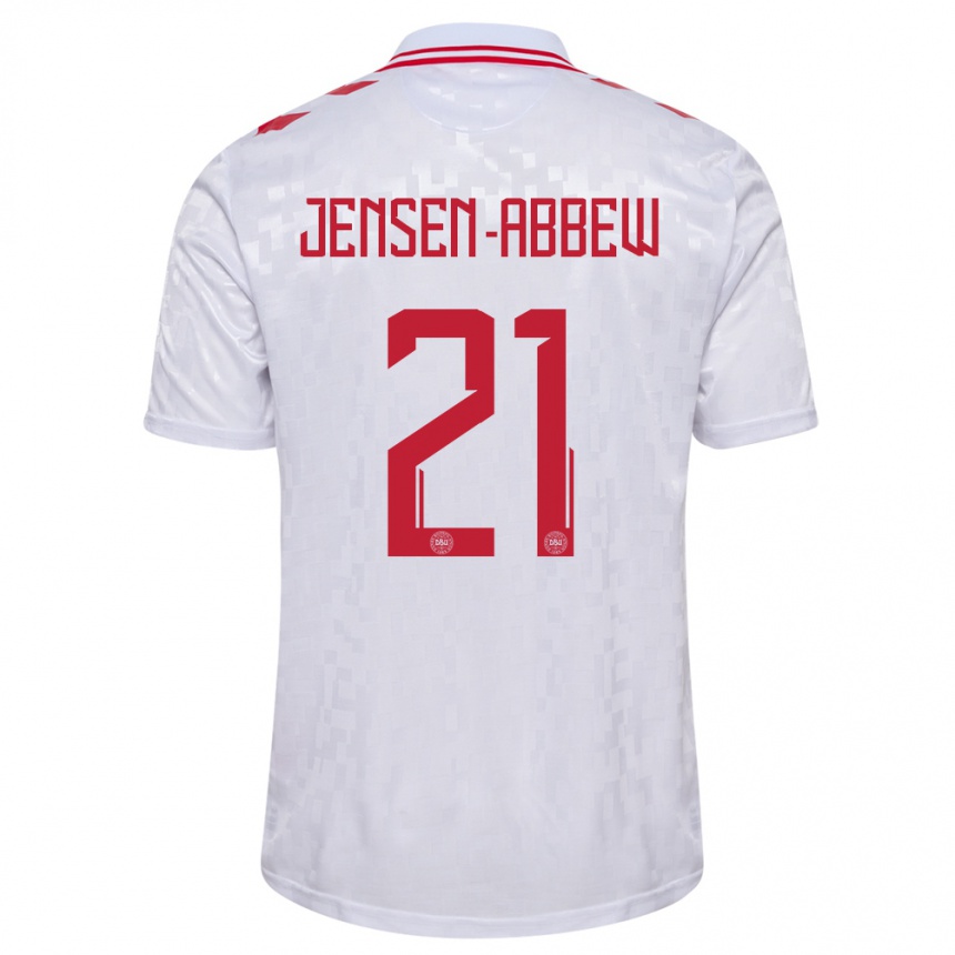 Mujer Fútbol Camiseta Dinamarca Jonas Jensen-Abbew #21 Blanco 2ª Equipación 24-26 Argentina