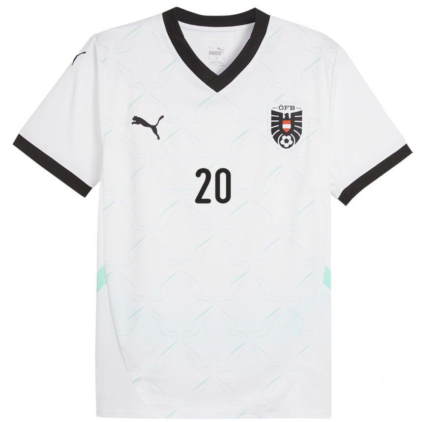 Mujer Fútbol Camiseta Austria Konrad Laimer #20 Blanco 2ª Equipación 24-26 Argentina