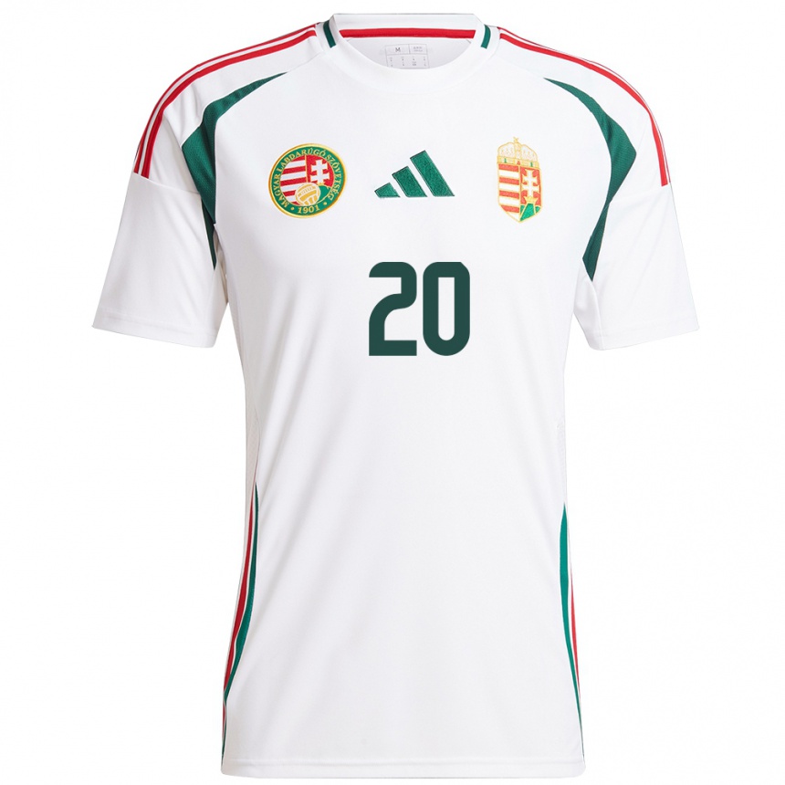 Mujer Fútbol Camiseta Hungría Zsombor Hős #20 Blanco 2ª Equipación 24-26 Argentina