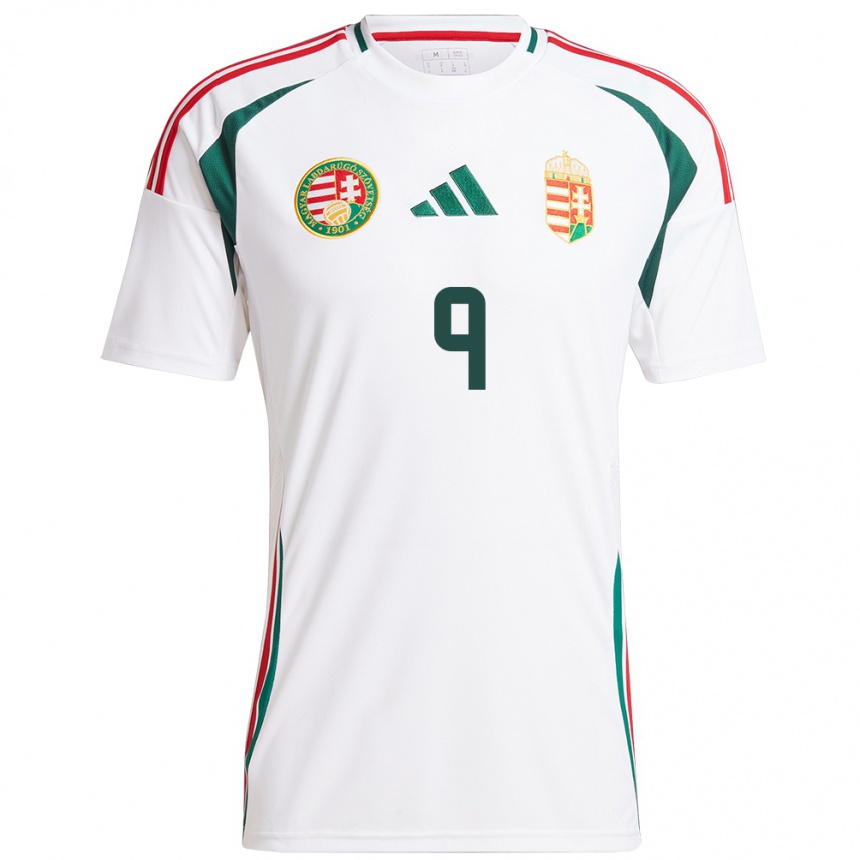 Mujer Fútbol Camiseta Hungría Patrik Kovács #9 Blanco 2ª Equipación 24-26 Argentina