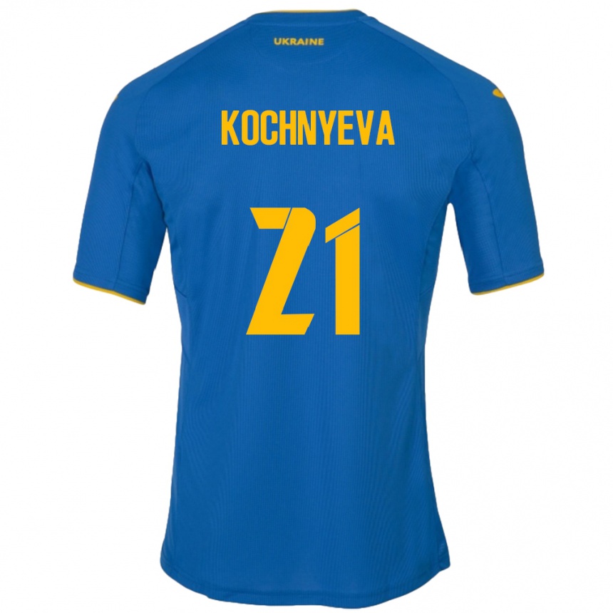 Mujer Fútbol Camiseta Ucrania Iryna Kochnyeva #21 Azul 2ª Equipación 24-26 Argentina