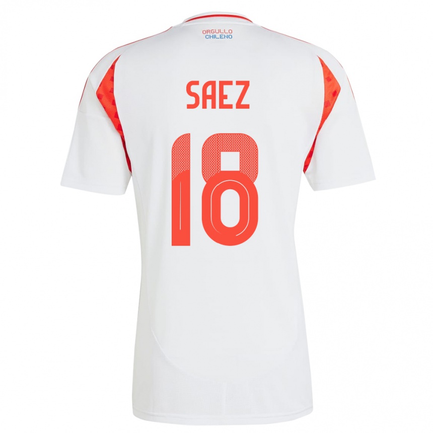 Mujer Fútbol Camiseta Chile Camila Sáez #18 Blanco 2ª Equipación 24-26 Argentina