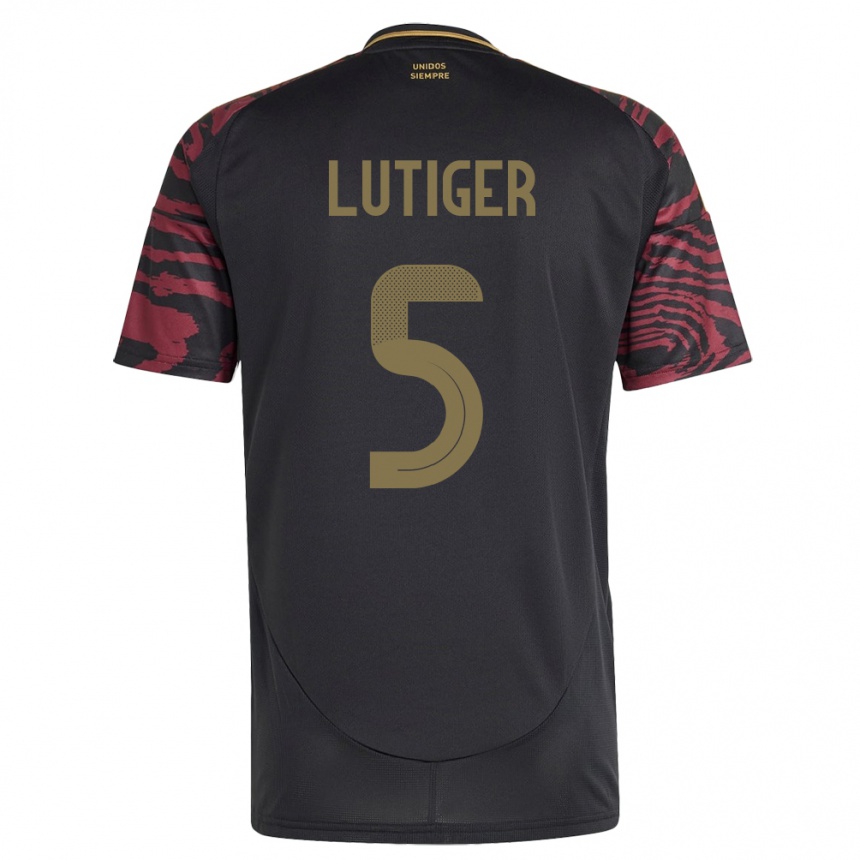 Mujer Fútbol Camiseta Perú Rafael Lutiger #5 Negro 2ª Equipación 24-26 Argentina