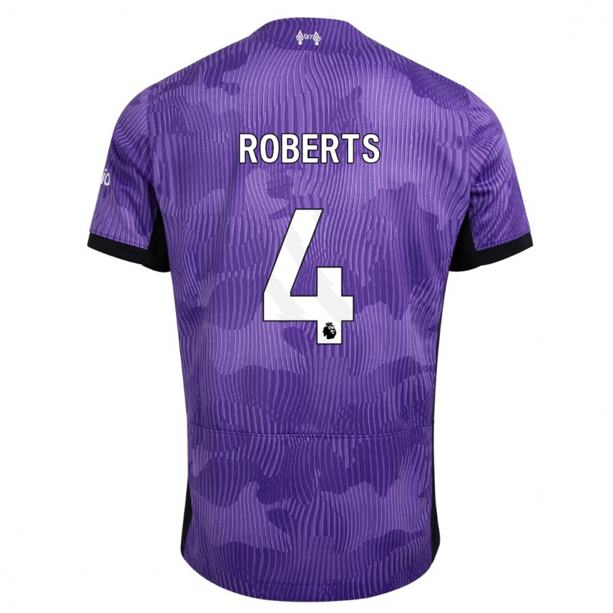 Niño Fútbol Camiseta Rhiannon Roberts #4 Púrpura Equipación Tercera 2023/24 Argentina