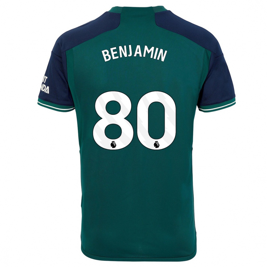 Niño Fútbol Camiseta Omari Benjamin #80 Verde Equipación Tercera 2023/24 Argentina