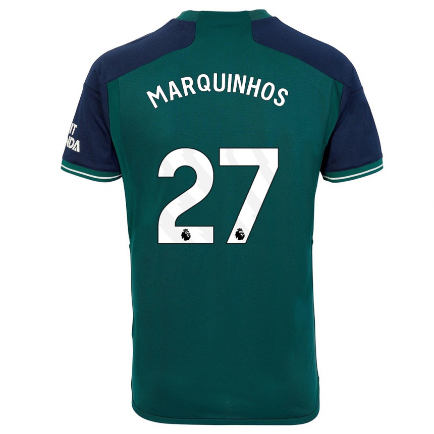 Niño Fútbol Camiseta Marquinhos #27 Verde Equipación Tercera 2023/24 Argentina