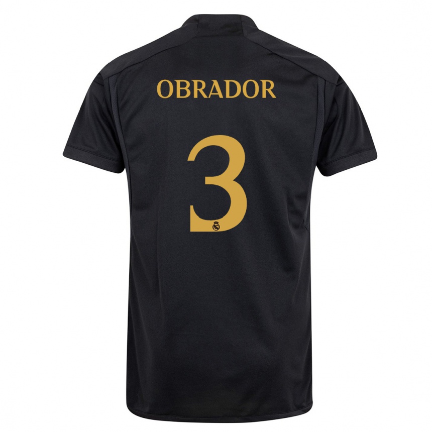 Niño Fútbol Camiseta Rafel Obrador #3 Negro Equipación Tercera 2023/24 Argentina