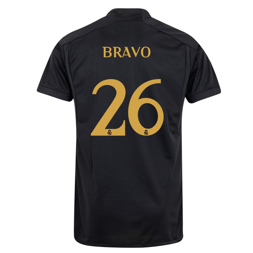 Niño Fútbol Camiseta Iker Bravo #26 Negro Equipación Tercera 2023/24 Argentina