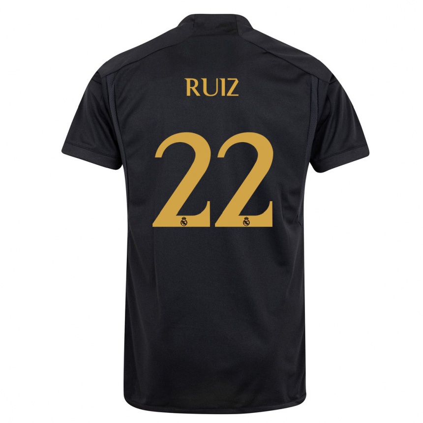 Niño Fútbol Camiseta Ferran Ruiz #22 Negro Equipación Tercera 2023/24 Argentina