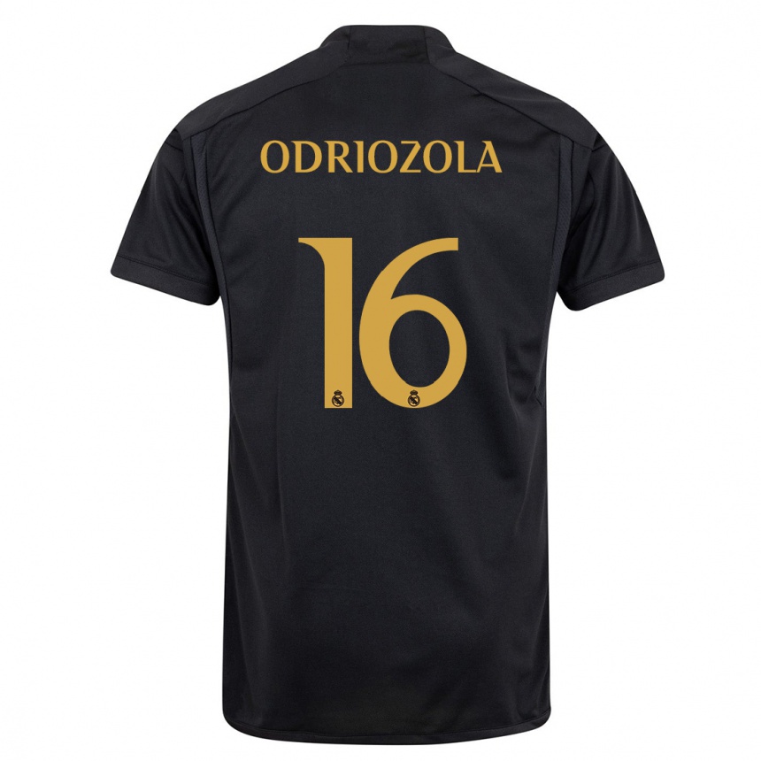 Niño Fútbol Camiseta Alvaro Odriozola #16 Negro Equipación Tercera 2023/24 Argentina