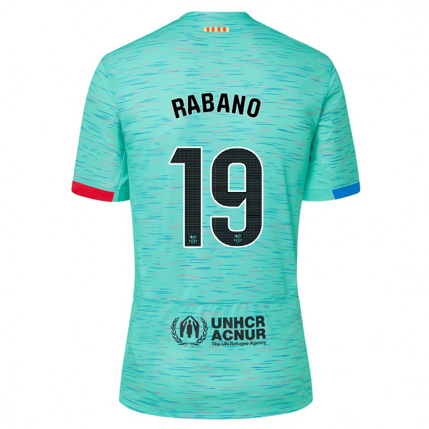 Niño Fútbol Camiseta Nuria Rabano #19 Aguamarina Clara Equipación Tercera 2023/24 Argentina